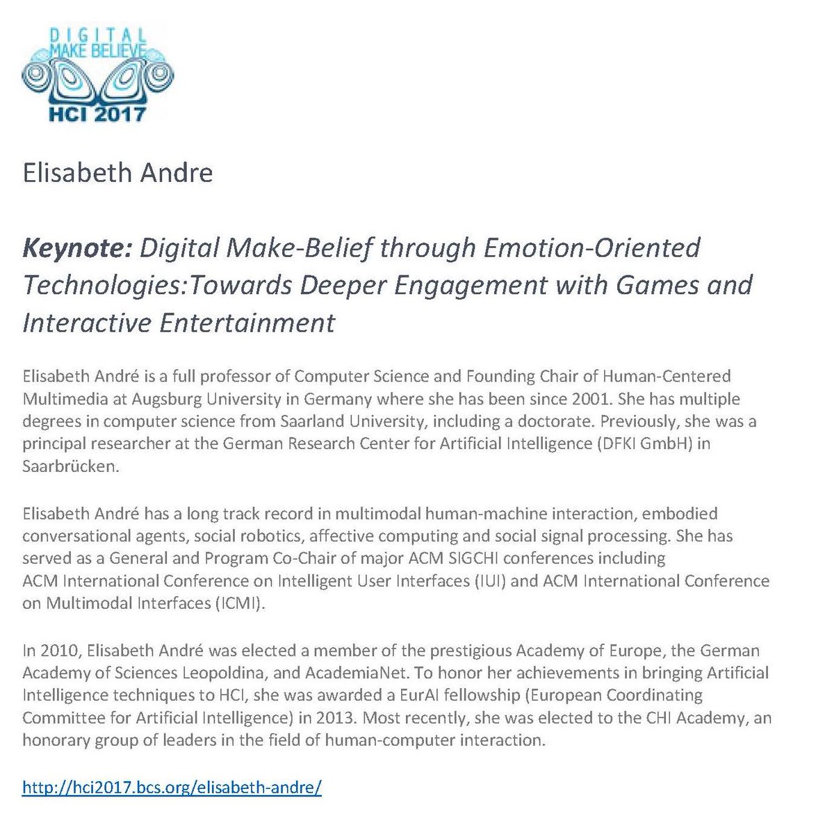 Elisabeth Andre:Digital Make-Belief through Emotion-Oriented Technologies:Towards Deeper Engagement with Games and Interactive Entertainment