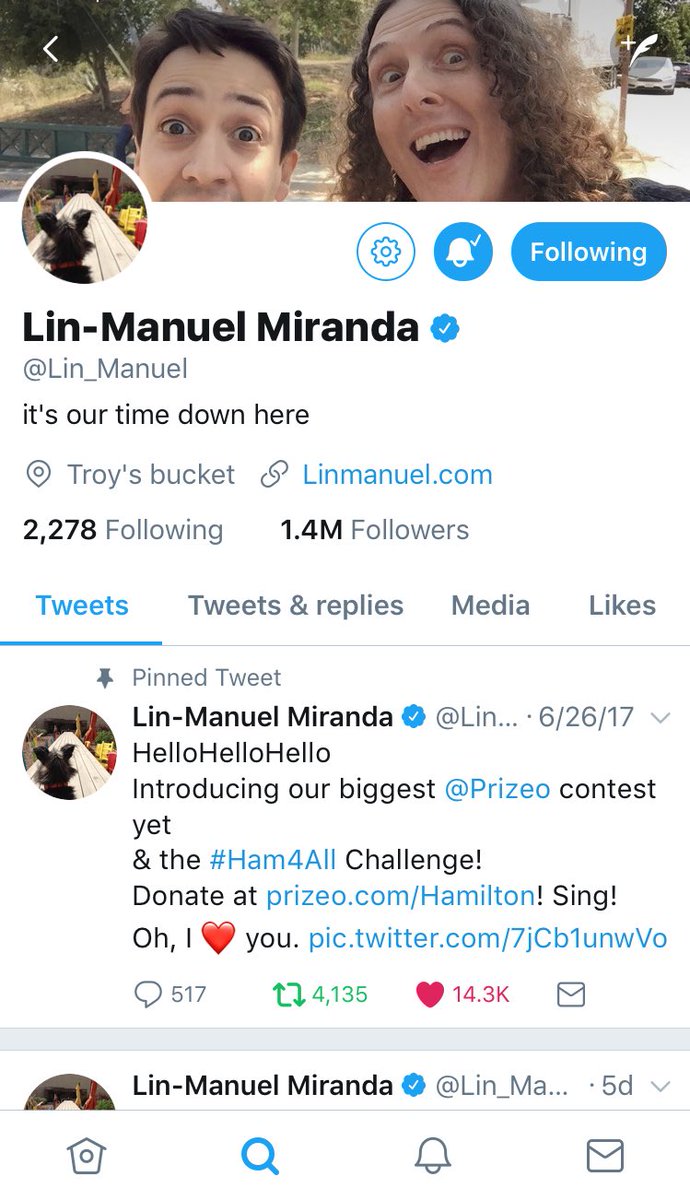 cafebusteloking's tweet image. Lin-Manuel Miranda followed me, sent me this DM, and then unfollowed me