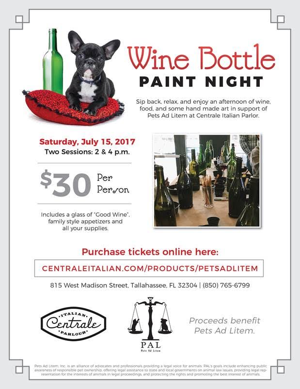 Join us on July 15 for our Wine Bottle Paint Night fundraiser.  See flyer for details.  Proceeds benefit our mission!