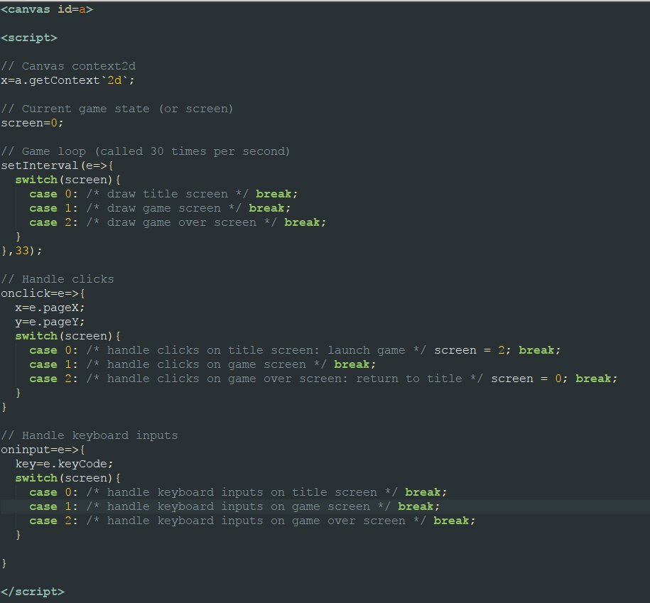 xem 🔵 on Twitter: "Here's my favourite HTML+JS game framework… and it fits in a tweet. Canvas output, 30fps, cross-browser, #js1k / #js13k -friendly... ⛳️🏌️♀️ https://t.co/szRRnwnn84" / Twitter xem 🔵 on Twitter: "Here's my favourite HTML+JS game framework… and it fits in a tweet. Canvas output, 30fps, cross-browser, #js1k / #js13k -friendly... ⛳️🏌️♀️ https://t.co/szRRnwnn84" / Twitter
