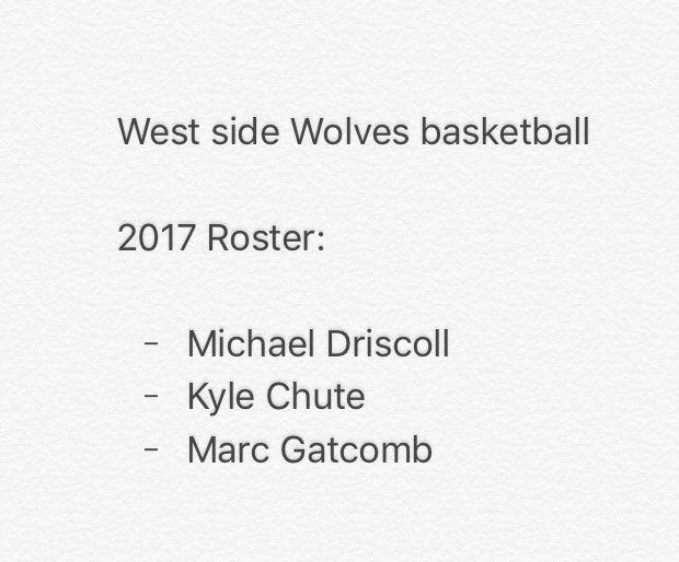 WestsideWolves_'s tweet photo. We are proud to announce our 2017 3v3 basketball team @MichaelDrisco11 @kylechute1 @mgatcomb99 #3ManWolfPack 🐺🐺🐺 https://t.co/2aZYDnRzkI
