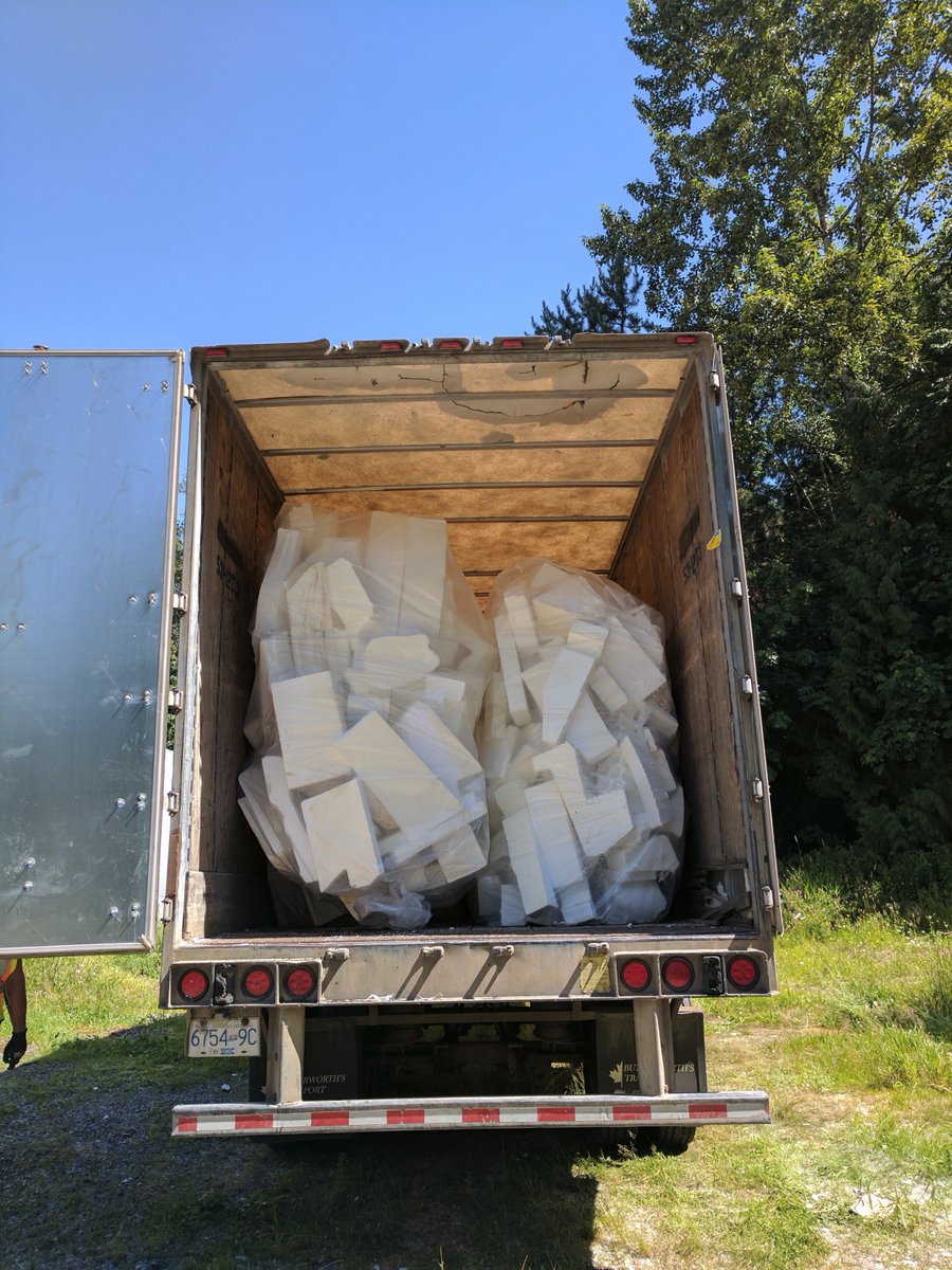 CoolStuffStudio's tweet photo. We're moving! Saying goodbye to our foam mountain today so it can be recycled was tough. Lee was caught crying in the storage shed. 😢 https://t.co/PLnG1QjvCa