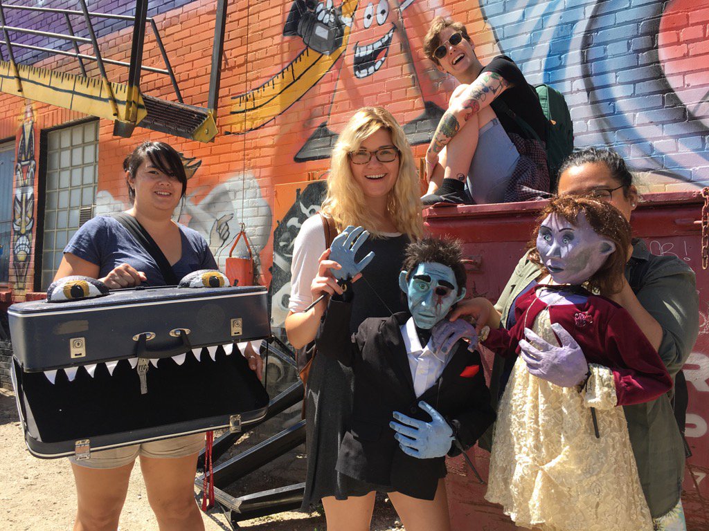 WayneMantykaCTV's tweet photo. The cast of Timmy, Tommy &amp; The Haunted Hotel pose for a photo downtown. They're performing @reginafringe @Pape_Taper https://t.co/mtuRTbT95J