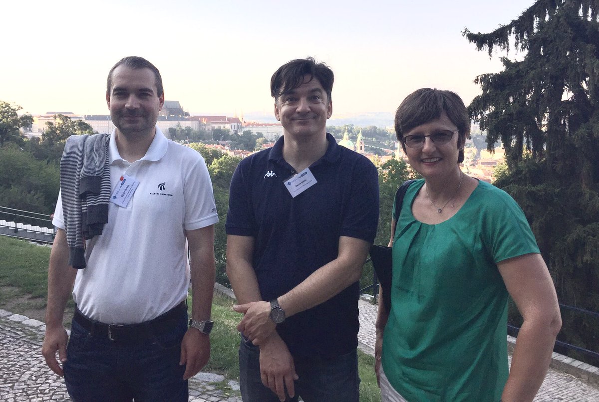 KristinaLerman's tweet photo. Prague - hands down the best venue for a conference. Here with Denis Helic and Peter Dolog, PC chairs for #HyperText2017 https://t.co/Yiy8IaOK7T