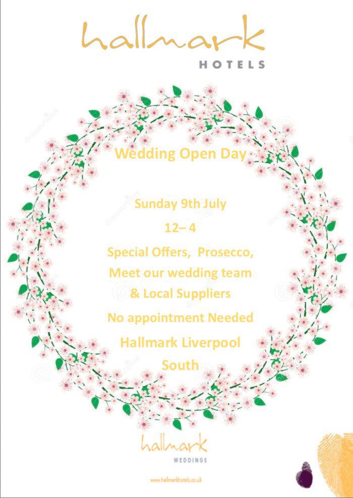HallmarkLivSth's tweet photo. Don't forget to come and join us on Sunday 9th July from 12pm-4pm for our Wedding Open Day! #liverpool @VisitLiverpool https://t.co/EH81Hy98kU