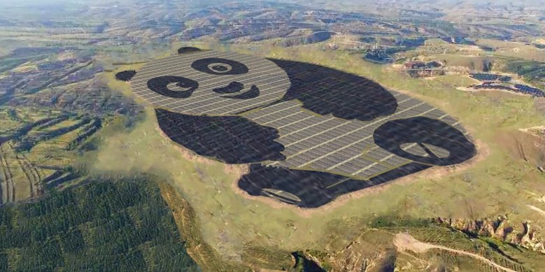 insiderscience's tweet photo. China just built a 250-acre solar farm shaped like a giant panda https://t.co/K3sYf7e7vL https://t.co/06wgCLi91F