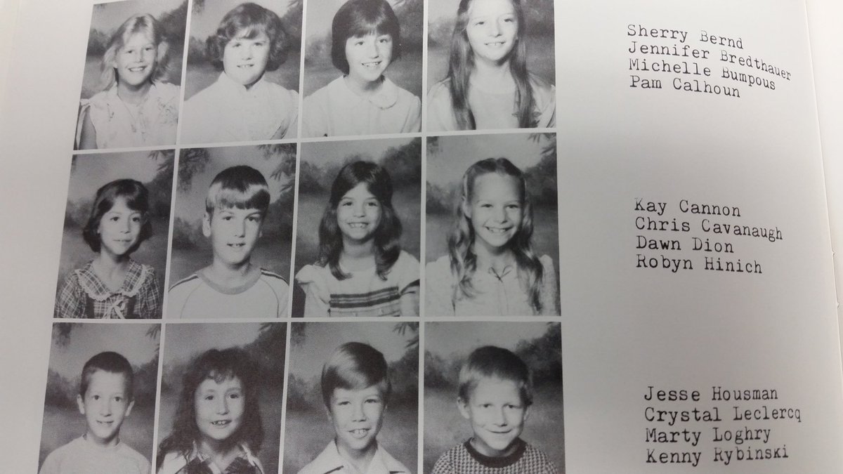marneyike's tweet photo. A time capsule opened in Braidwood included a 1983 CP yearbook including 3rd grader @KayKayCannon #ReedCuster https://t.co/opoVMy38YD