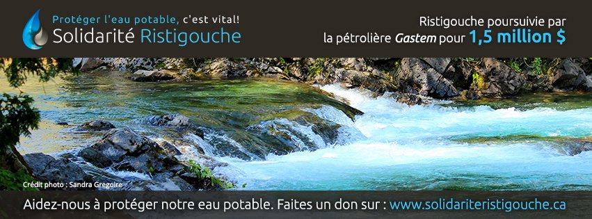 NatureQuebec's tweet photo. #Ristigouche - 157 citoyens doivent ramasser 328K$ en raison d'une poursuite de Gastem. Aidons-les : https://t.co/tlIkqEFaeY #eaupotable https://t.co/E7m80Pr5cX