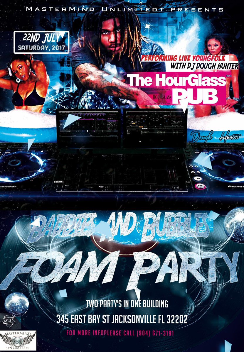 youngfolk10k's tweet photo. #JacksonvilleFL July 22nd ! #BaddiesAndBubbles foam party down town at the hourglass Pub ! Catch  @youngfolk10k performing live https://t.co/FwwIrRSnA9
