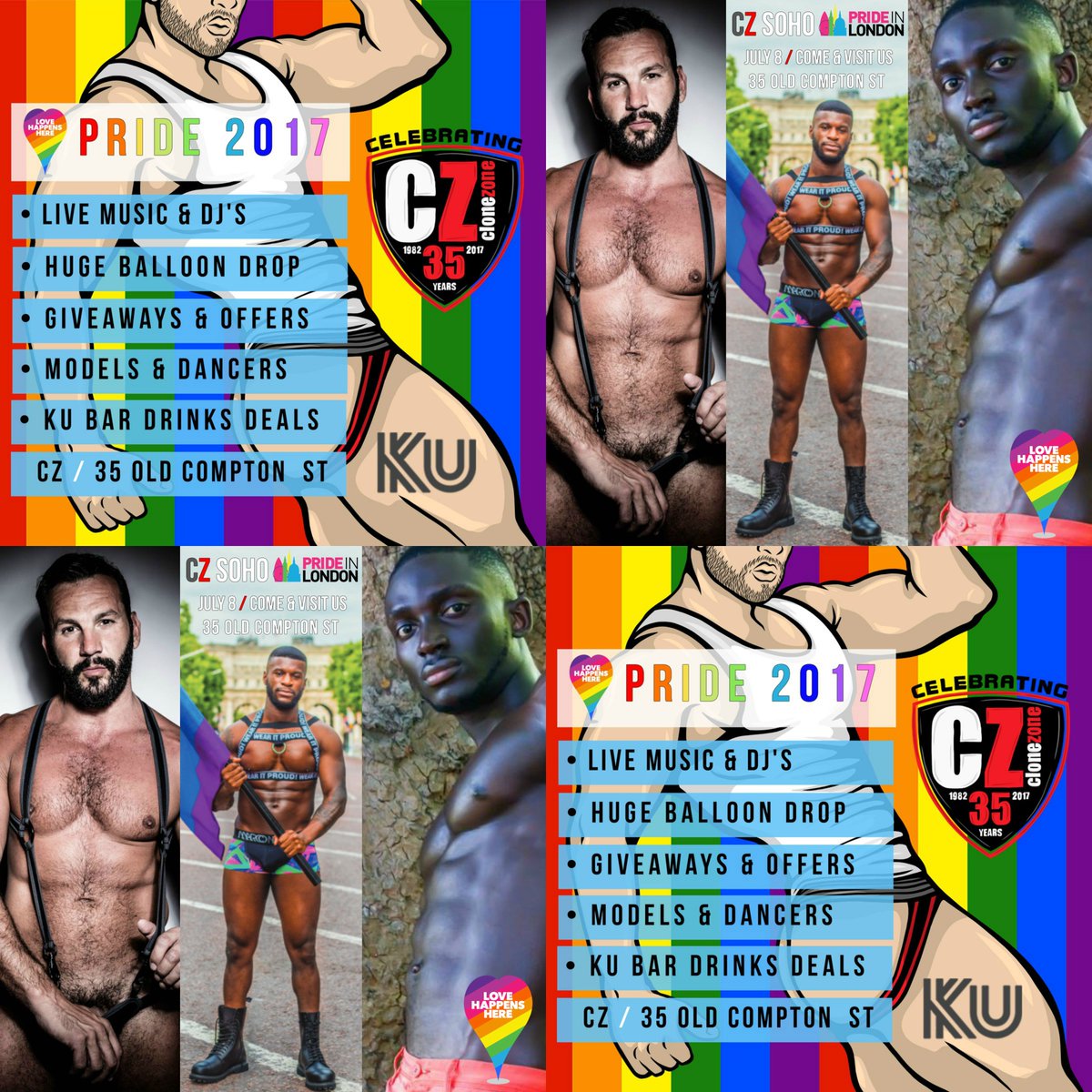 ClonezoneUK's tweet photo. SO excited for Saturday! 🏳️🌈
Feat. DJ @Aamyko, BALLOON DROP🎈, freebies, dancing, special offers & MORE! See you at CZ SOHO #LoveHappensHere https://t.co/sLFNTMcO0W