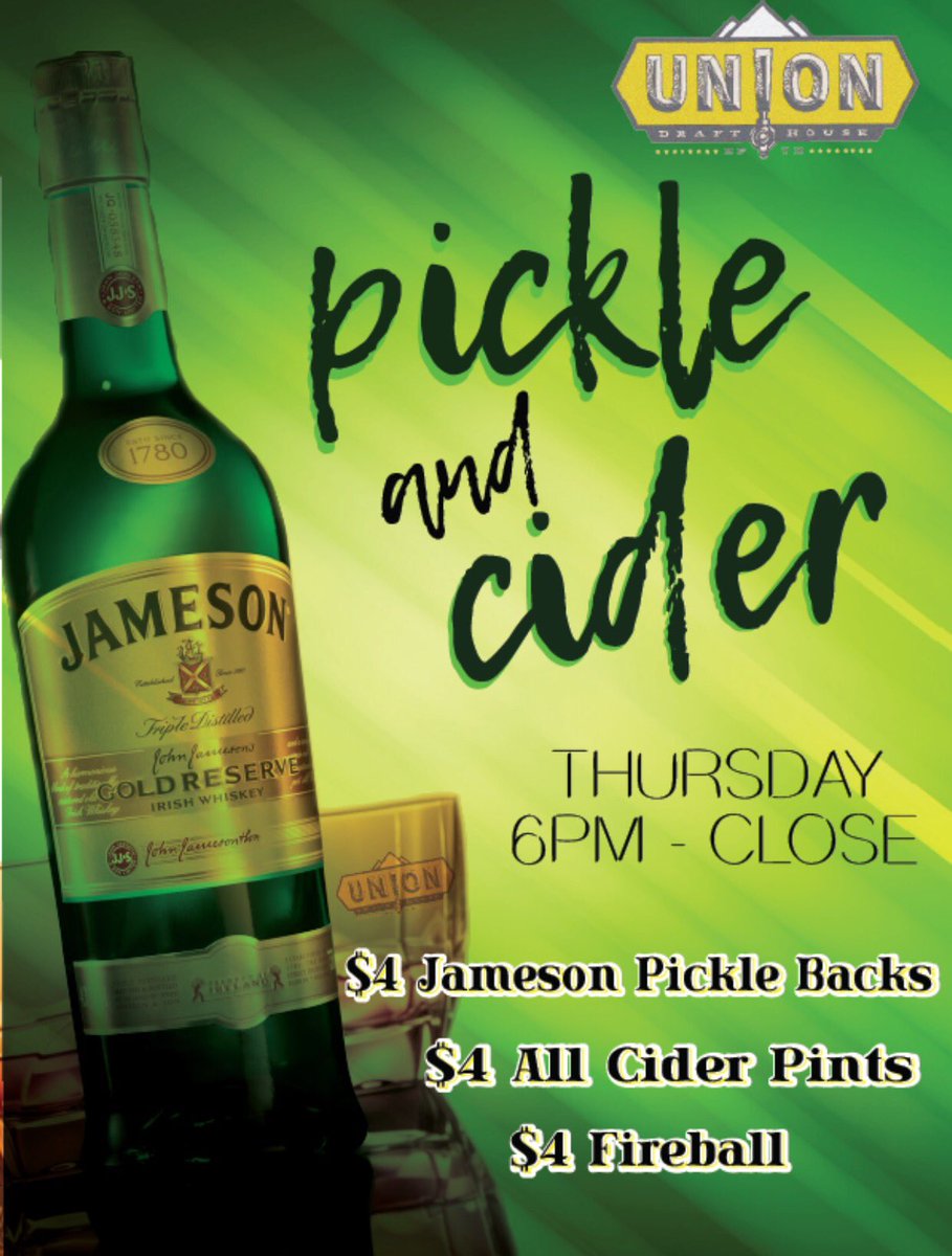 uniondrafthouse's tweet photo. It's our favorite day of the week guys! Hit us up for some awesome drink specials today! #UDH #elpasotx #thursday #jameson https://t.co/tfukRbKIg1