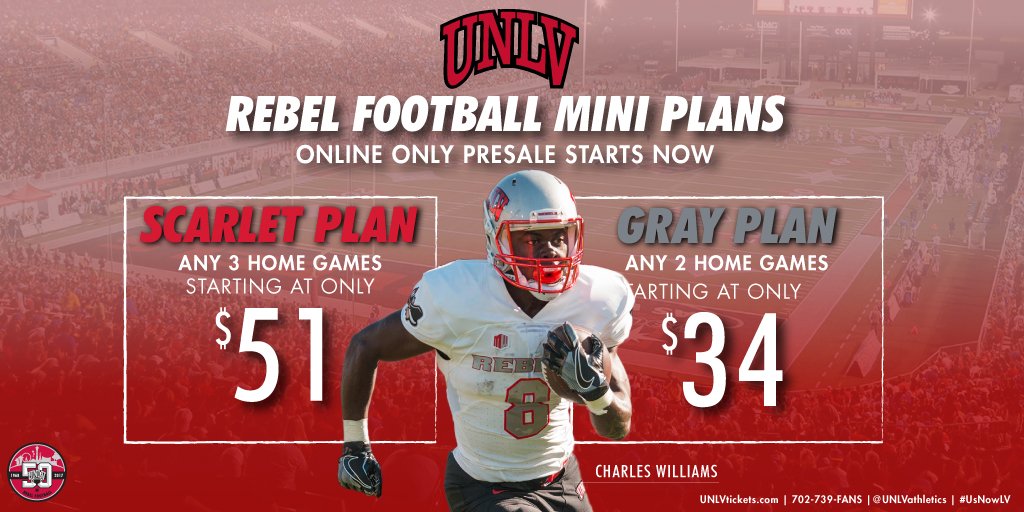 UNLVathletics's tweet photo. Scarlet Plan vs. Gray Plan. Decisions, decisions. 
Pick the best package for your Rebel Family here: https://t.co/32DvpBTxGt
#UsNowLV https://t.co/367ninWpcB