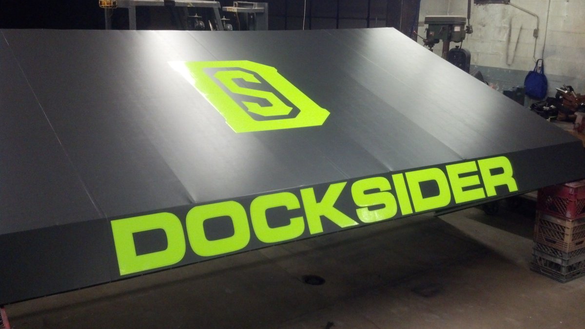 McDowellweestle's tweet photo. The Docksider awning looks amazing! Go check it out and check us out too!! #docksider #eriepa #awning #Graphics https://t.co/vBMMEVj0np