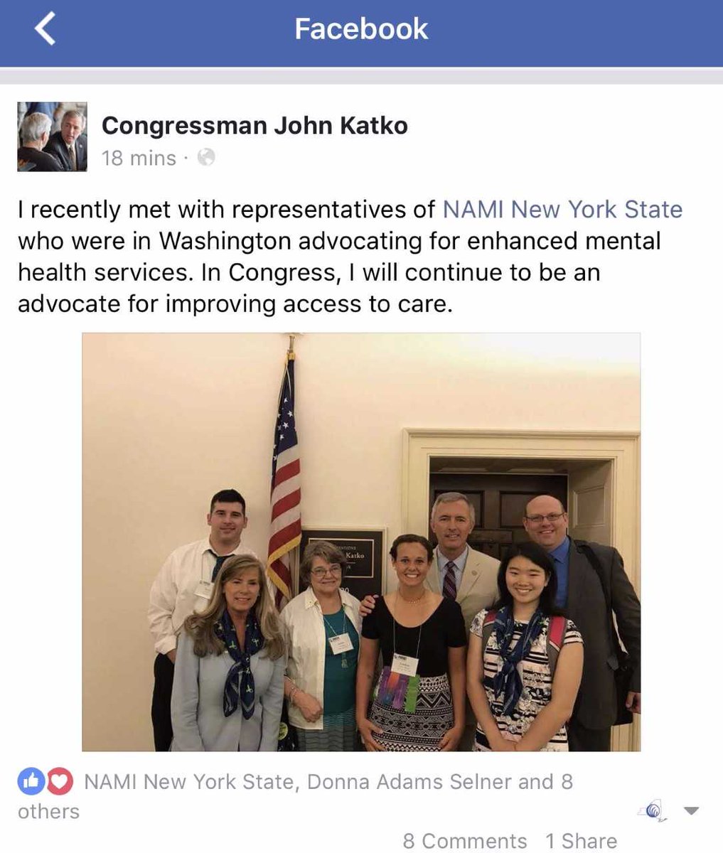 NAMINEWYORK's tweet photo. Grateful to have a true legislative champion in @RepJohnKatko who posted about our visit from #NAMICon17 & @NAMIAdvocacy #NAMIHillDay https://t.co/2AIvtYuUSY