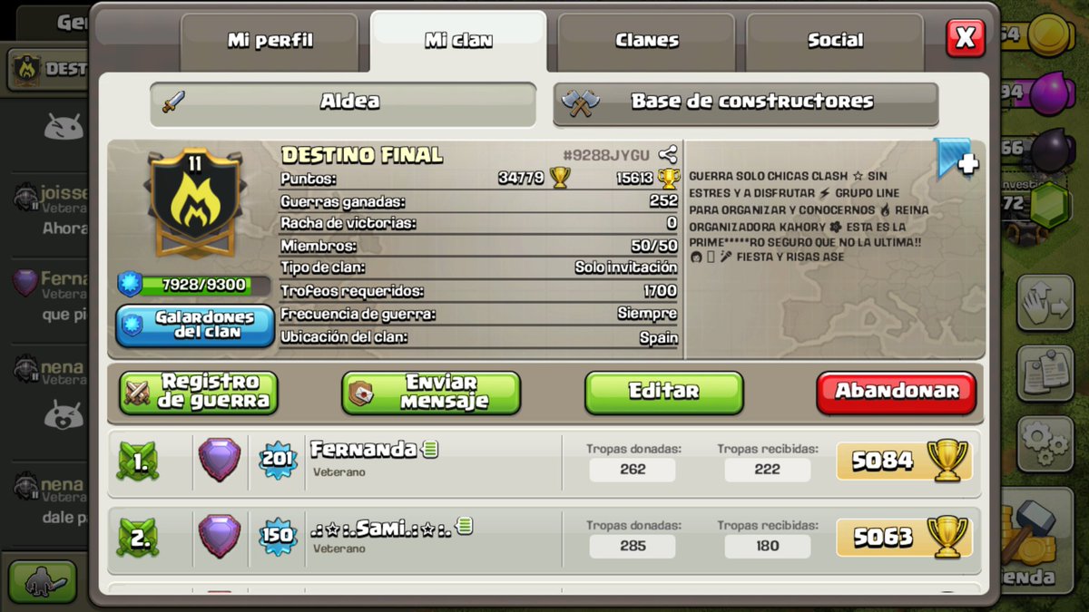 Mucha suerte a las mas Guapas del CoC ¡👊🦇 <a href="/BadGirlsCoc/">BAD⚡GIRLS</a> @Kahory_14 <a href="/Lula_Coc/">Lula</a> <a href="/hanny_clash/">наииу💕</a> <a href="/vanepiu/">Vane</a> <a href="/MarielZ2010/">MᥲrιᥱᥣZιm ✨🌺✨</a> <a href="/CocSenior/">Coc Senior</a> <a href="/THEPUNISHER_coc/">THE PUNISHER</a>