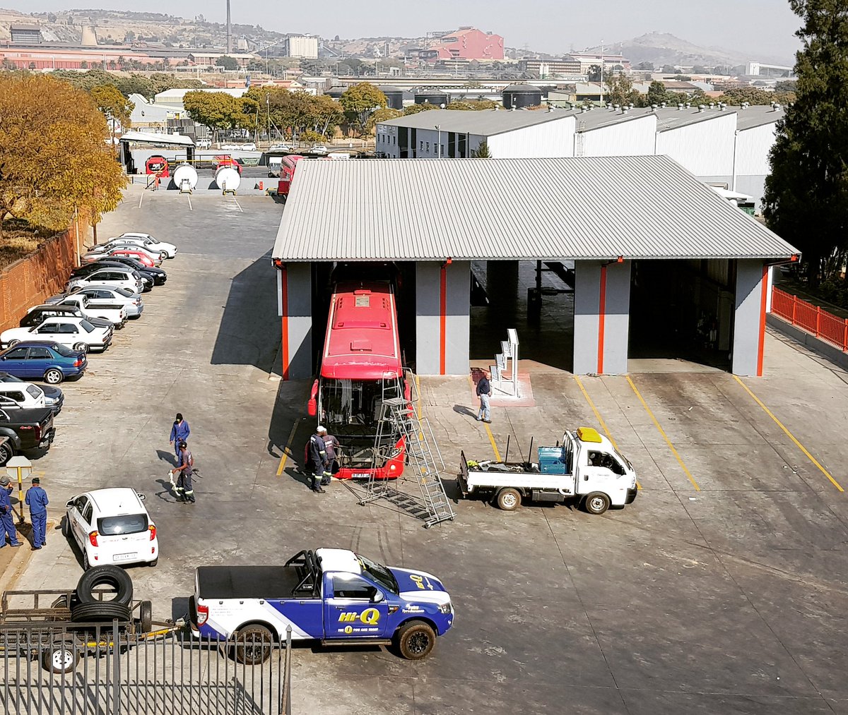 TumiKgabo's tweet photo. Glimpse into the https://t.co/8buCWROP6Q depot. Windscreen; check! tyres, check! We love providing Safe service #apmbus #employment https://t.co/iCNJRoxpEa