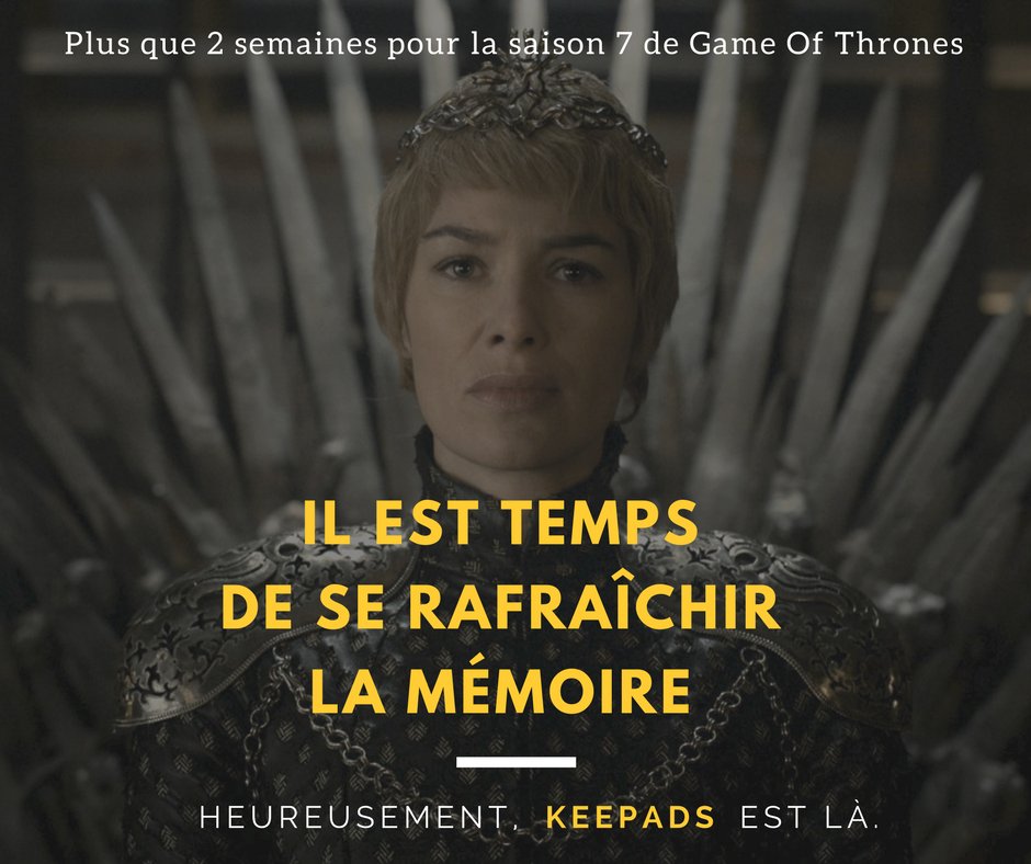 fr_keepads's tweet photo. #GameofThrones7  bientôt sur #ocscity. rejoins les fans en direct https://t.co/z380yNmd2d à partir de 21h heure de Paris https://t.co/ZyuWFWO96n