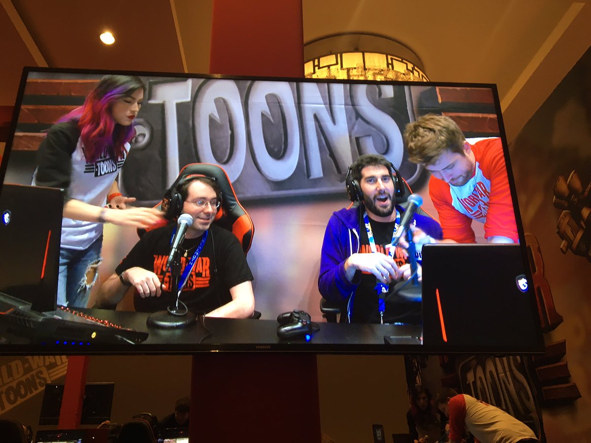 For #ThrowbackThursday, <a href="/thebadnewsbaron/">Please Read Bio</a> and <a href="/LisaMalambri/">Lisa ❤️‍🔥</a> gave Jordan and Joel the boot at #PAXWest!
#WorldWarToons #PAX #PSVR #FPS #PS4