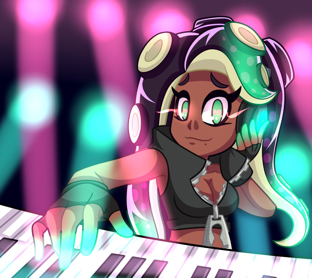 TGS_Leo's tweet image. Marina cooking you with her spicy wasabi beats! 💯🔥👏 #OFFTHEHOOK #Splatoon2 #Splatoon2Direct #Splatoon