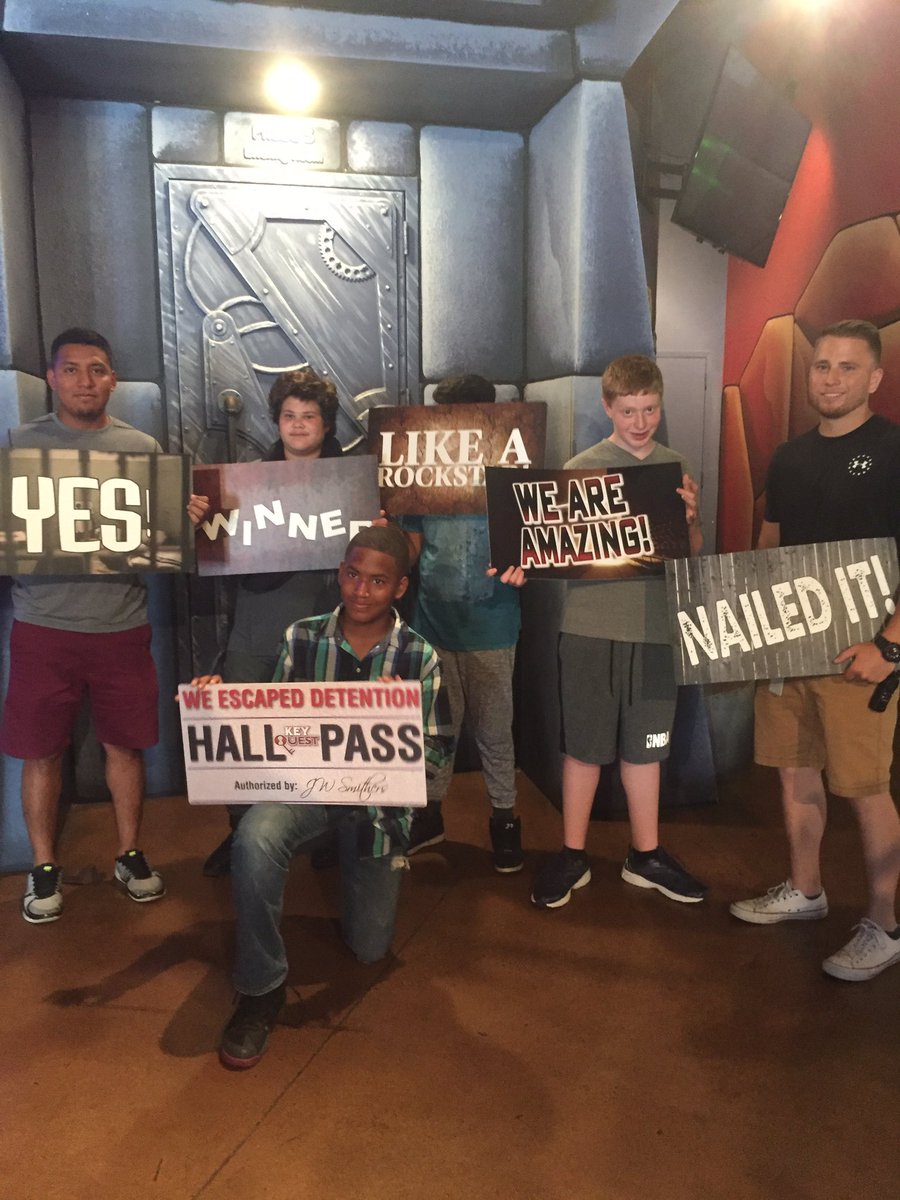 teamjohanson's tweet photo. Worked successfully as a team to get out of the escape room! What a great link to our ESY novel study! @TimberRidgeEdu https://t.co/EHIXr2lFKs