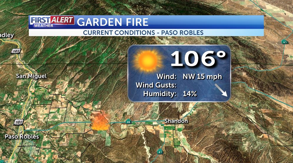JasonStiff's tweet photo. Latest weather observations near the #AlamoFire and #GardenFire in #SanLuisObispo County #California #CalFire #SLOFire #KCOY #KEYT #KKFX https://t.co/Vx3KDZUWWB