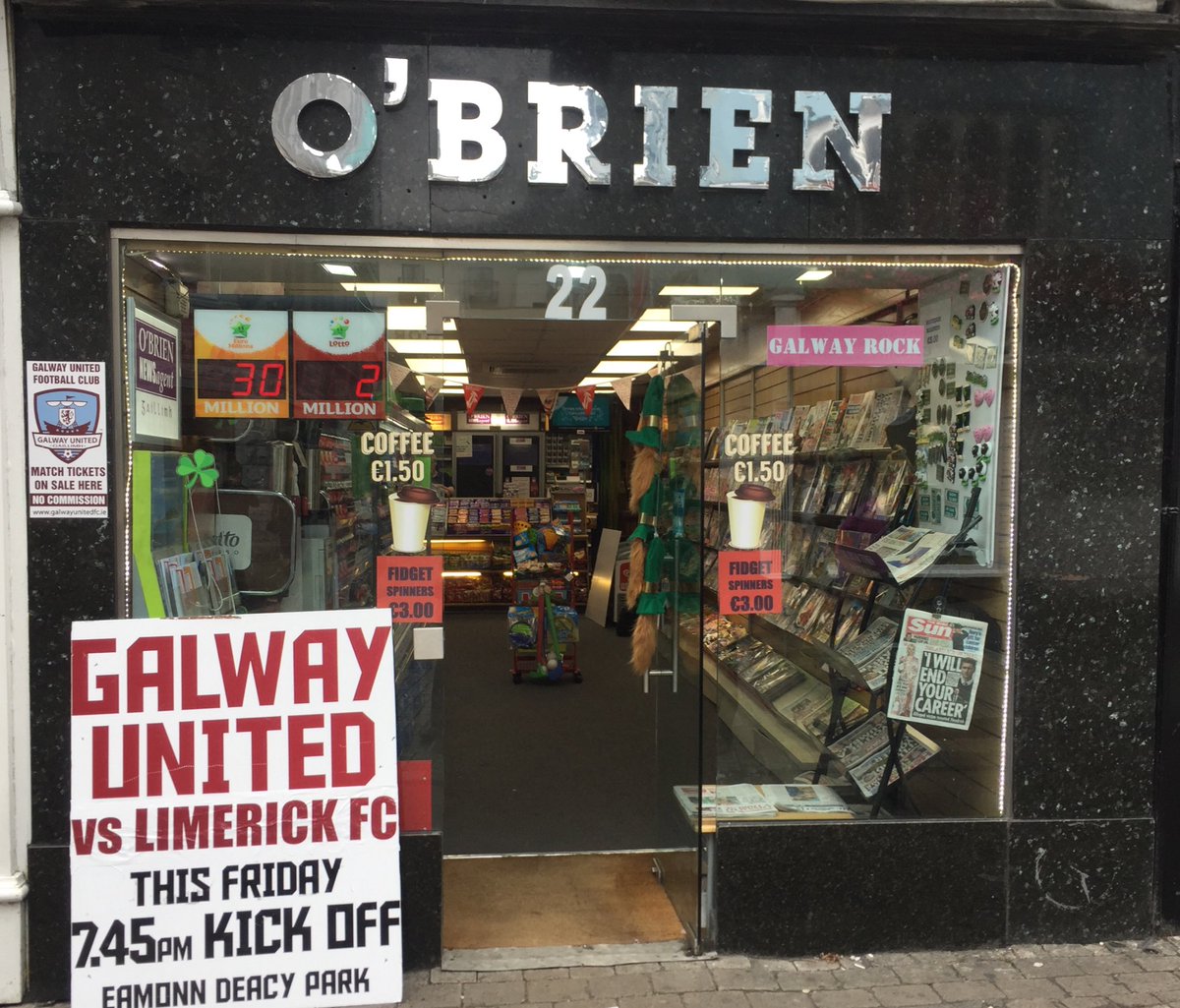 Ronan Coleman (@coleman_ronan) on Twitter photo Match tickets for <a href="/GalwayUnitedFC/">Gaillimh Aontaithe 🇱🇻</a> v <a href="/LimerickFCie/">Limerick FC</a> are on sale on Friday up to 7.45pm kick off from <a href="/obriensgalway/">O'BRIEN’S of Galway</a>, William St, city centre Match tickets for <a href="/GalwayUnitedFC/">Gaillimh Aontaithe 🇱🇻</a> v <a href="/LimerickFCie/">Limerick FC</a> are on sale on Friday up to 7.45pm kick off from <a href="/obriensgalway/">O'BRIEN’S of Galway</a>, William St, city centre