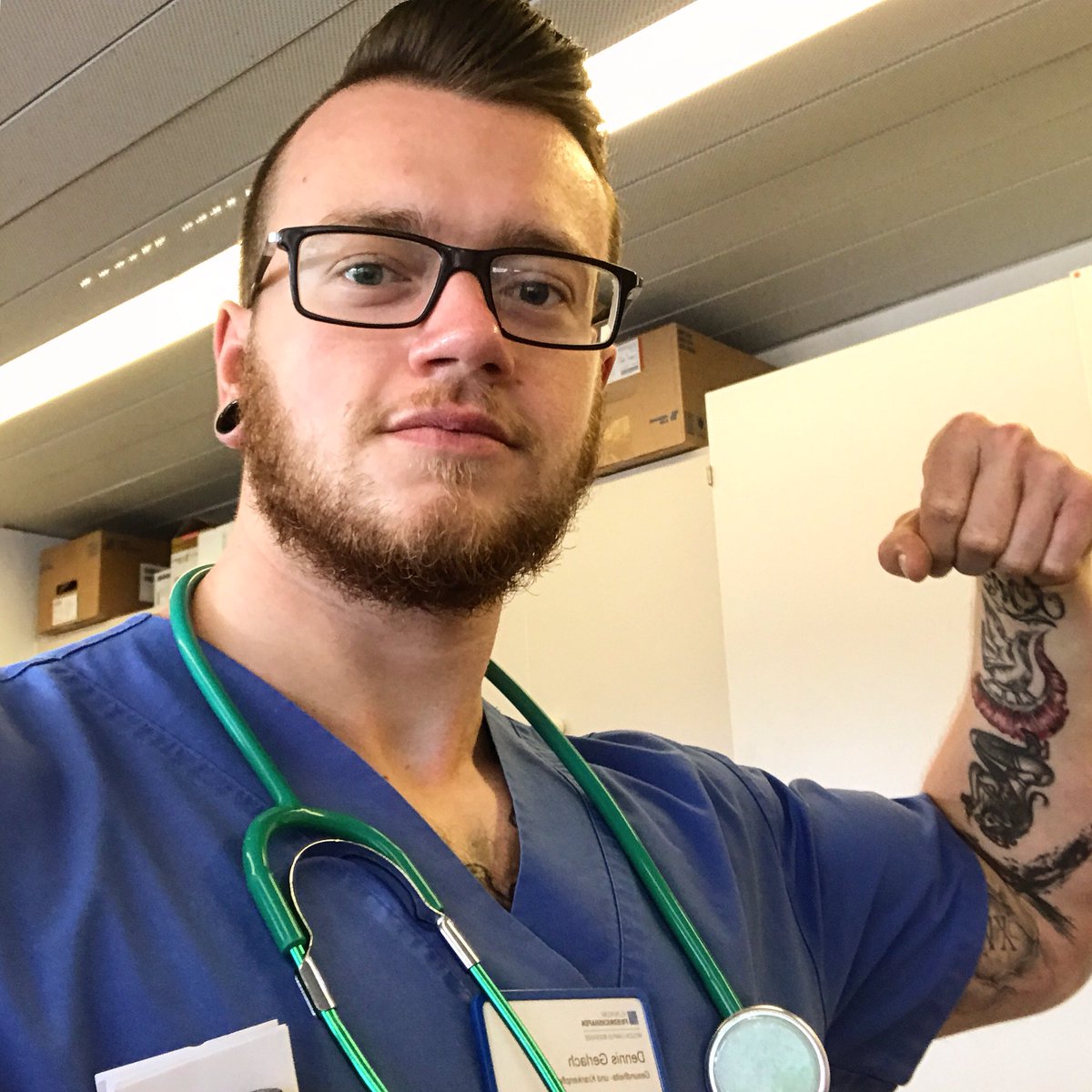 Portrait Of Male Nurse Icu With Tattoo And Dreadlocks Stock Photo   Download Image Now  iStock