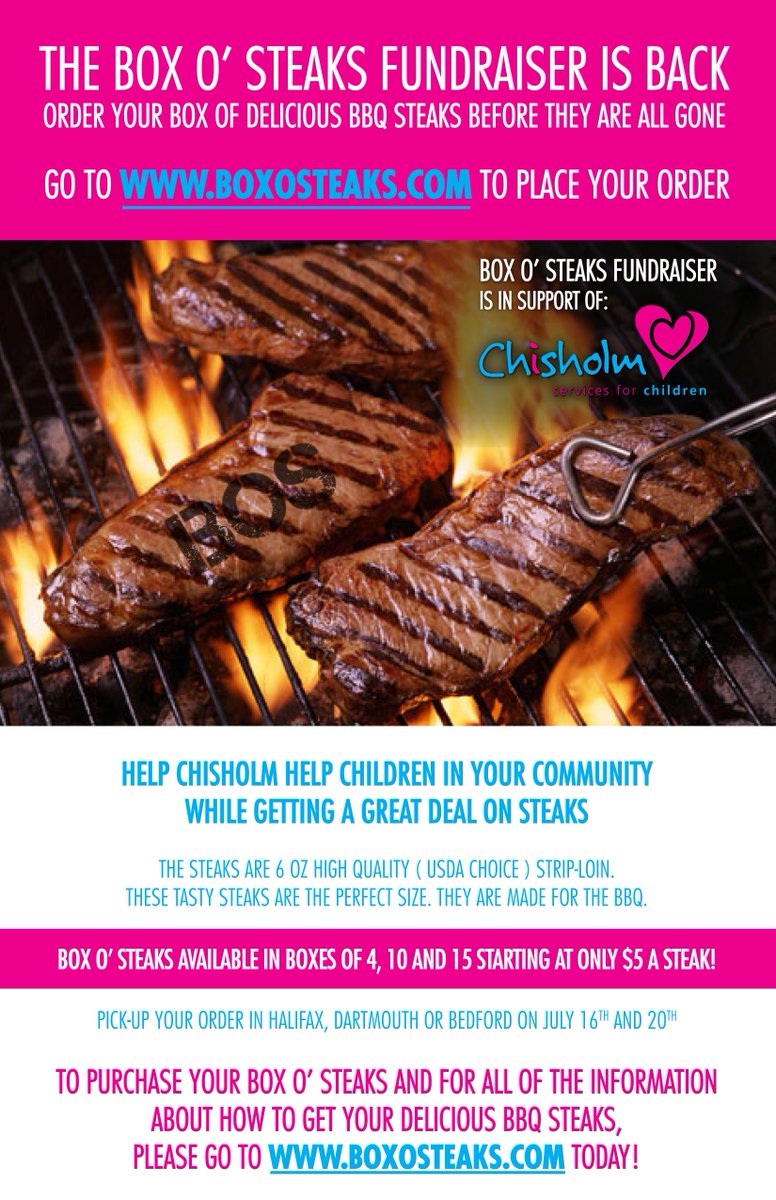 Fire up the grill this summer in support of Chisholm Services for Children. Order your steaks today!