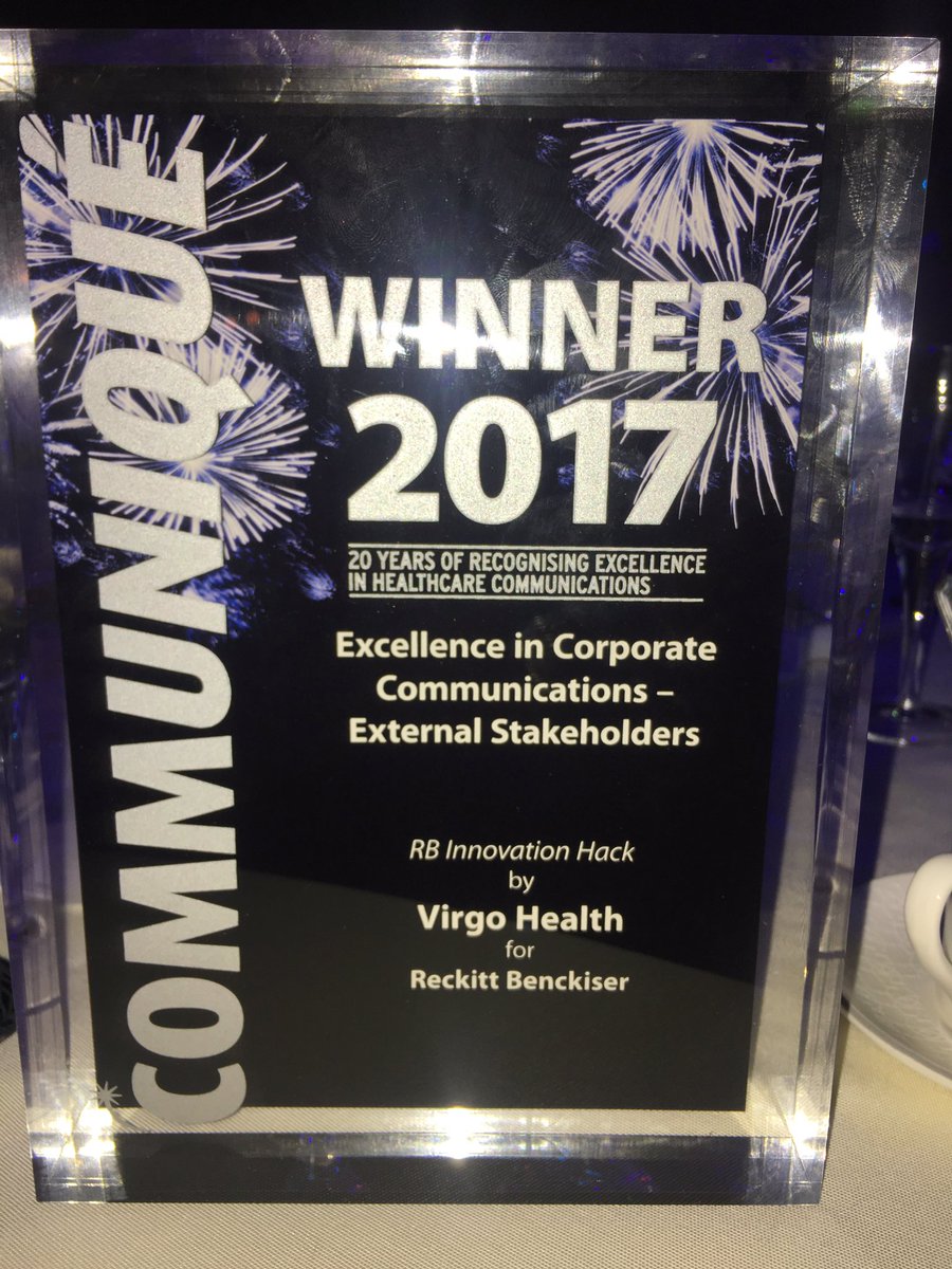 SejalSachdev's tweet photo. Delighted to win a communique award with our partners @VirgoHealth for the #RBInnovationHack - fab work! #CxHealth @discoverRB m https://t.co/2QIB0E5WhA