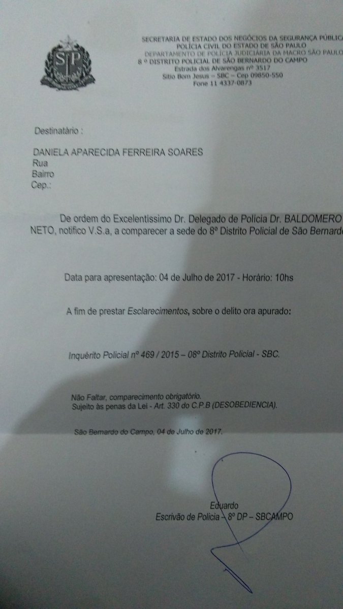 AledeAndradeIII's tweet photo. @geraldoalckmin_ Então Dr @geraldoalckmin_ até quando os morosidade #8DPSBCSP vai coagir vítima e testemunha @SegurancaSP? #FORATEMER #AecioNaCadeia https://t.co/quCWxrV10W
