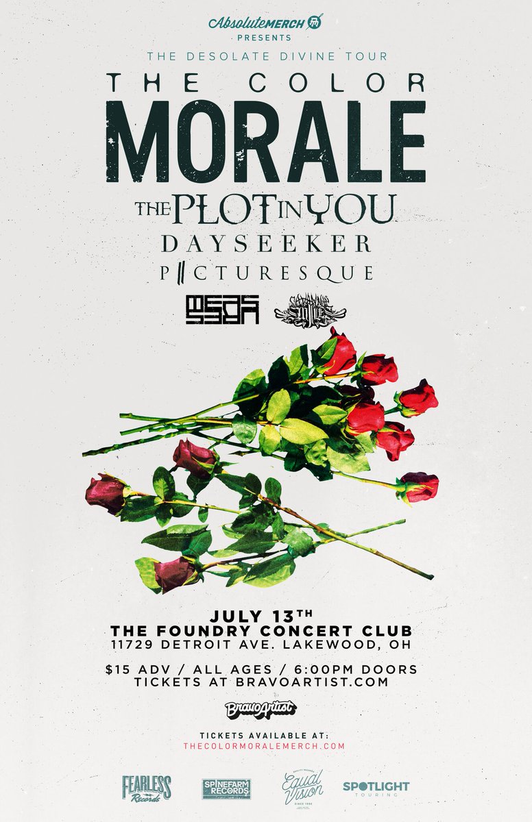 BravoPresents's tweet photo. One week to go, Cleveland!
Don't sleep on tickets for @TheColorMorale w/ @ThePlotInYou at @FoundryLakewood on 7/13: https://t.co/zj1IYd6fyT https://t.co/drspfRROjo