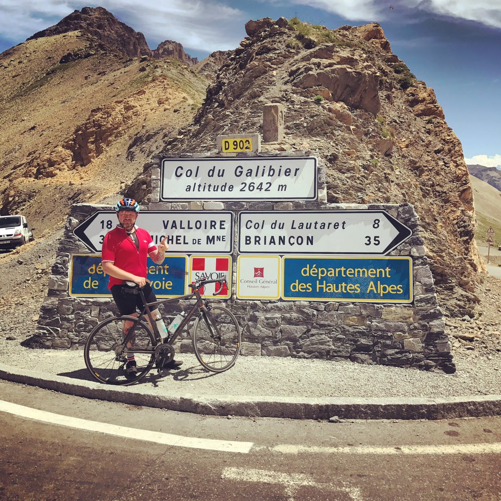 Doctorwoolley's tweet photo. Smashed Col Du Galibier today. Loved every minute of it. #doctorwoolleyonthedrops #teamroloonthedrops #notrainsorferries #feathercycles https://t.co/pWZnaBuEJB