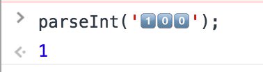 parseInt('1️⃣0️⃣0️⃣'); yields 1