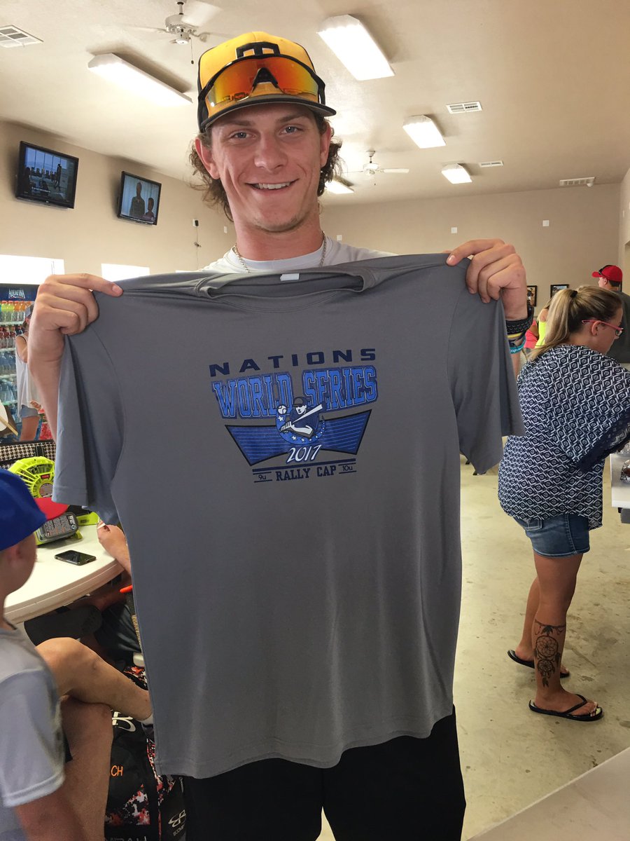 RallyCapTourny's tweet photo. Come get your dri fit World Series tshirt in the concession stand  @ncfd farm club! Thank you @BigFrogNBTexas for great shirts! https://t.co/v4tWNV1JYh