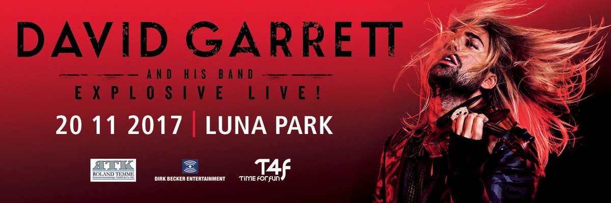 stadiumlunapark's tweet photo. David Garrett 
Pre-venta exclusiva clientes Banco Patagonia desde hoy a las 20 hs por Ticketportal y a partir de mañana en boleterías. https://t.co/hIdIpmDYpk