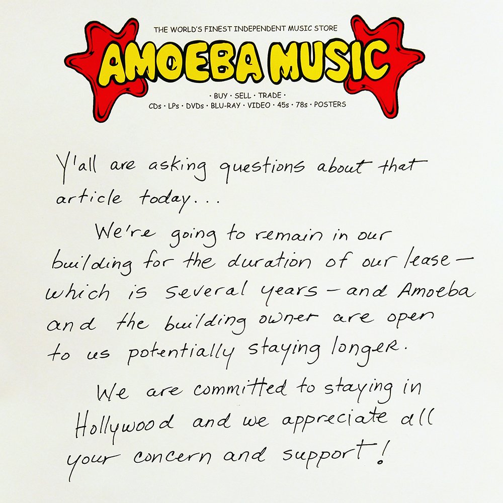 Copymat's tweet photo. Is Amoeba Music closing down or not? Here's what we know. Here's exactly what's going on with that situation! https://t.co/5rJ9rKLX4D https://t.co/JkEn3L0W12
