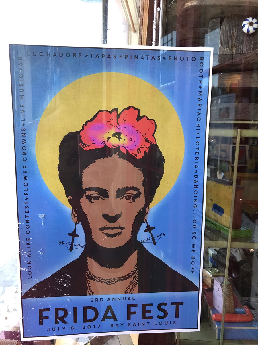 Serenasierra's tweet photo. #2ndSatArtwalk
#Fridafest2017
#MainSt
#BayStLouisMS
4p-8p July 8th 2017 Sat
#SherryAsFrida
#WatercolorsbyHerb @herbwilley
#FridaKahlo https://t.co/Nqq13Jf7TX