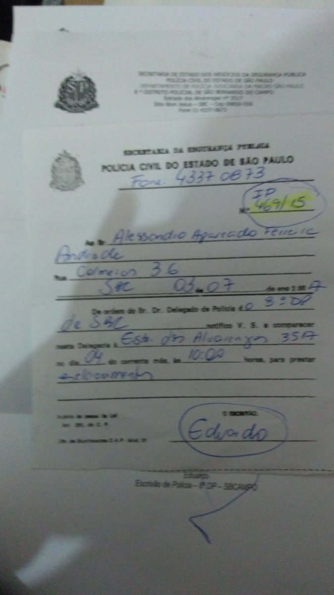 AledeAndradeIII's tweet photo. @VICENTINHOPT Meu eleito @VICENTINHOPT olha isso meu amigo, no #8DPSBCSP @SegurancaSP que morosidade, eu sou a vítima e meus irmãos intimados sem saber? https://t.co/UMiRfPMxWX
