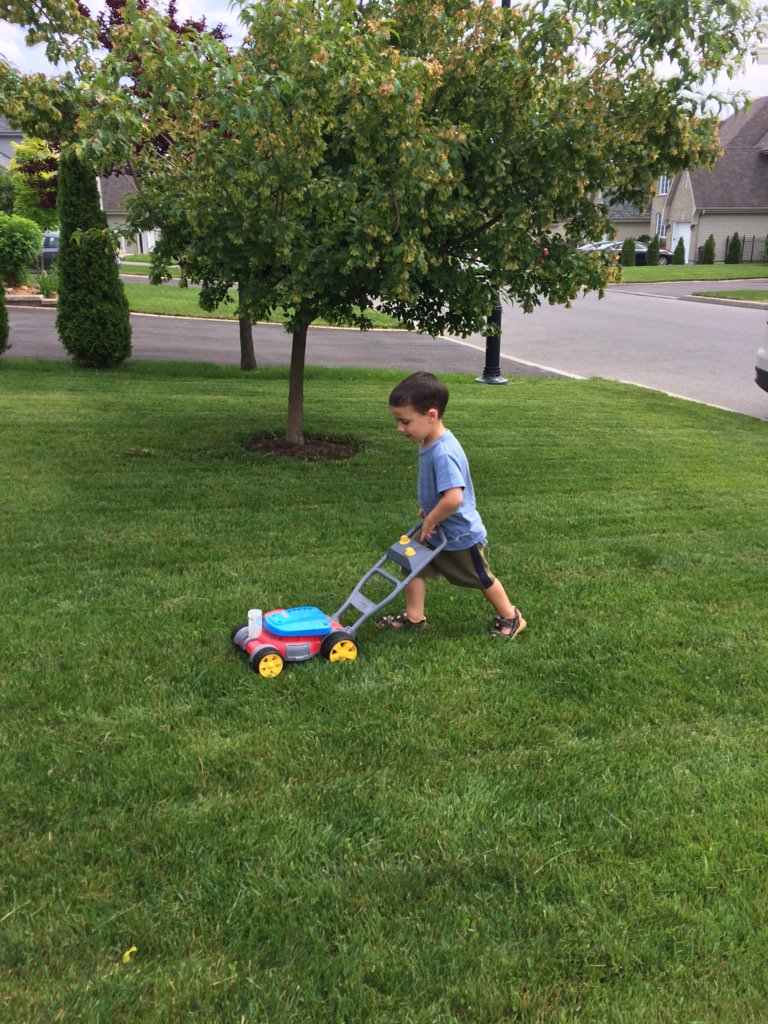 Happy 3rd Birthday prince!  Nice job on the lawn! 