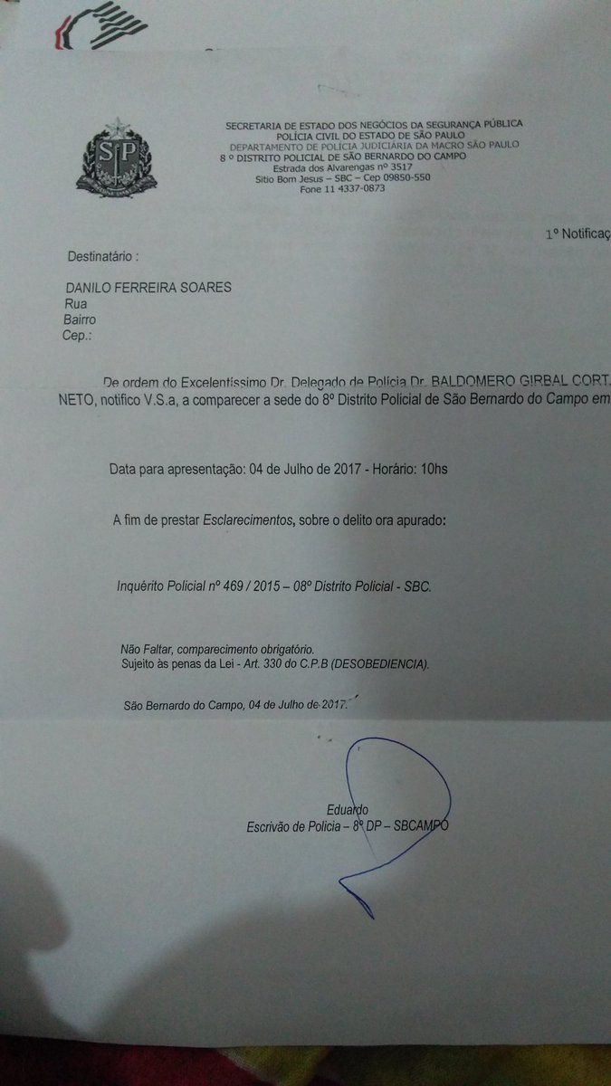 AledeAndradeIII's tweet photo. @VICENTINHOPT Meu eleito @VICENTINHOPT olha isso meu amigo, no #8DPSBCSP @SegurancaSP que morosidade, eu sou a vítima e meus irmãos intimados sem saber? https://t.co/UMiRfPMxWX