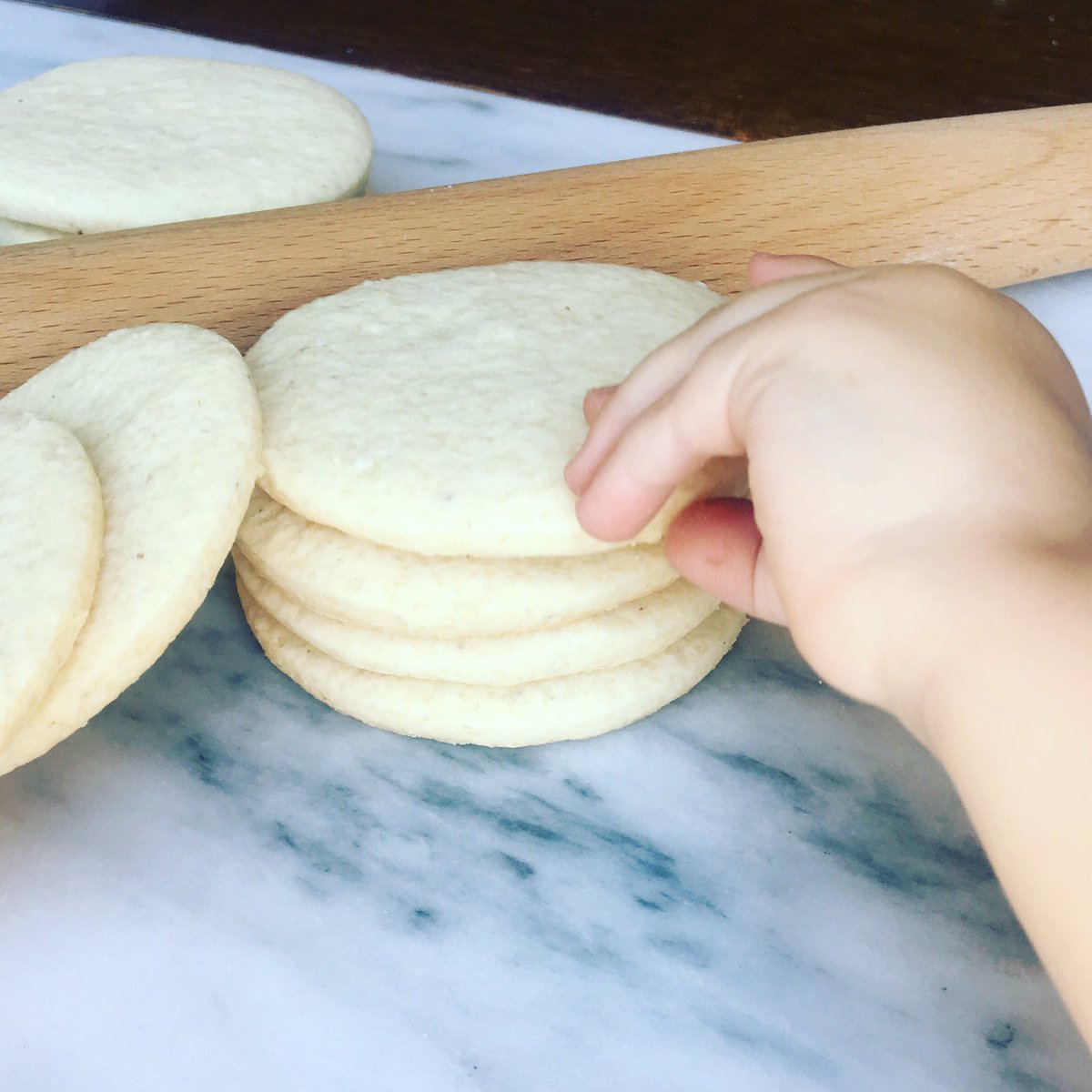 All I can think about is sugar cookies. Maybe I'll make some after bedtime so I won't have any small hands sneaking a cookie from the pile.😉