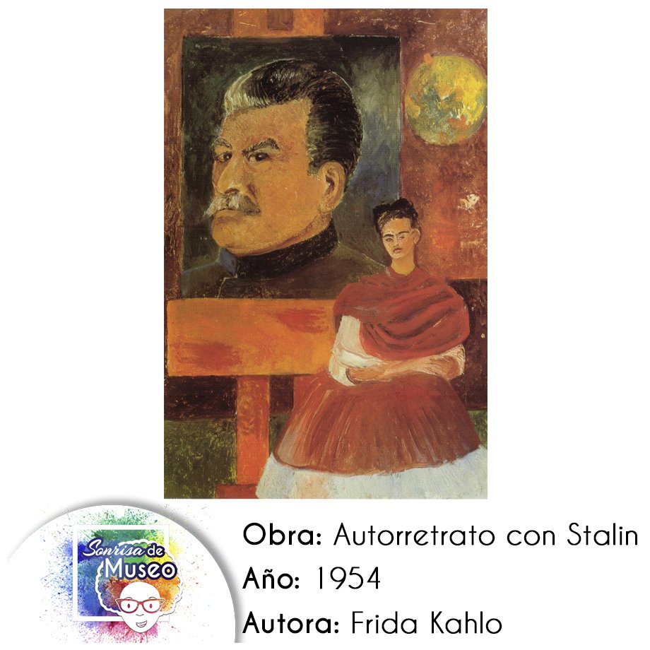 defensaalegria's tweet photo. #SonrisaDeMuseo 🎨
Obra: Autorretrato con #Stalin
Año: 1954
Autora: #Frida #Kahlo
#FridaKahlo #MujeresPintoras #ArteRevolucionario #Comunismo https://t.co/CKjC9OVZsn