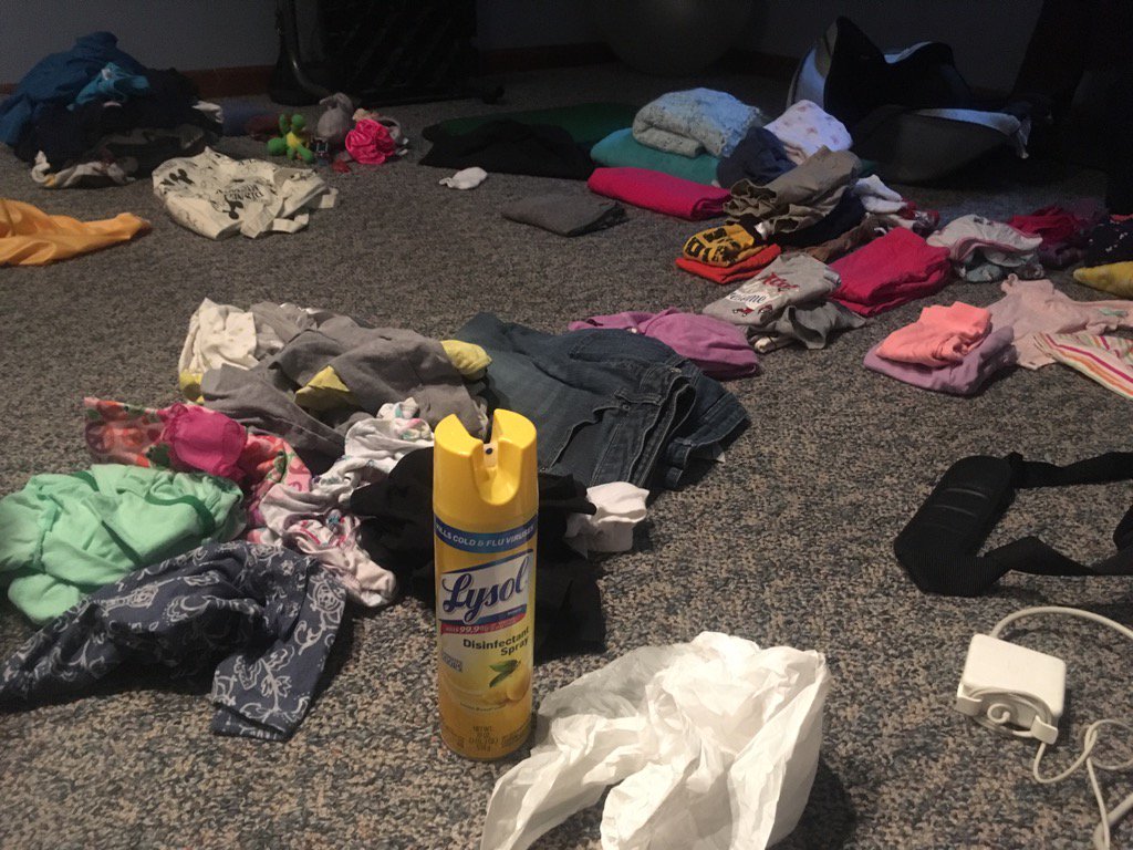 bhyland's tweet photo. This is what happens when the rest of the family gets sick on vacation #dadlife #lysol #loadsoflaundry https://t.co/Lltfo0CPk8