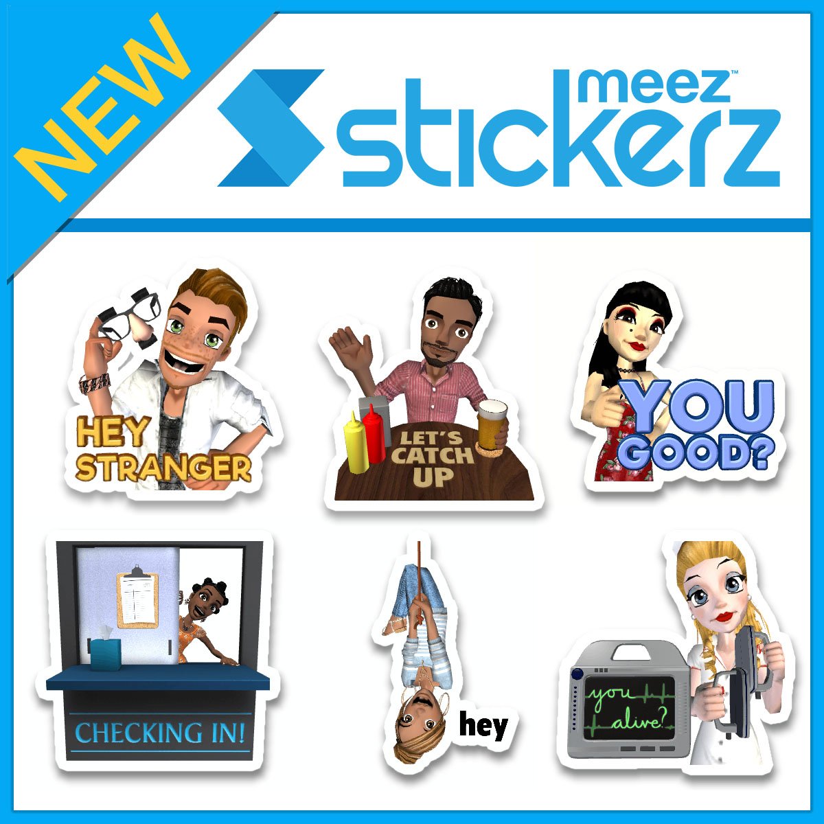 MeezStickerz's tweet photo. Don't be a stranger! We've got a new sticker pack to help you break the ice! #icebreakers #checkingin https://t.co/fuOhIgAgTg