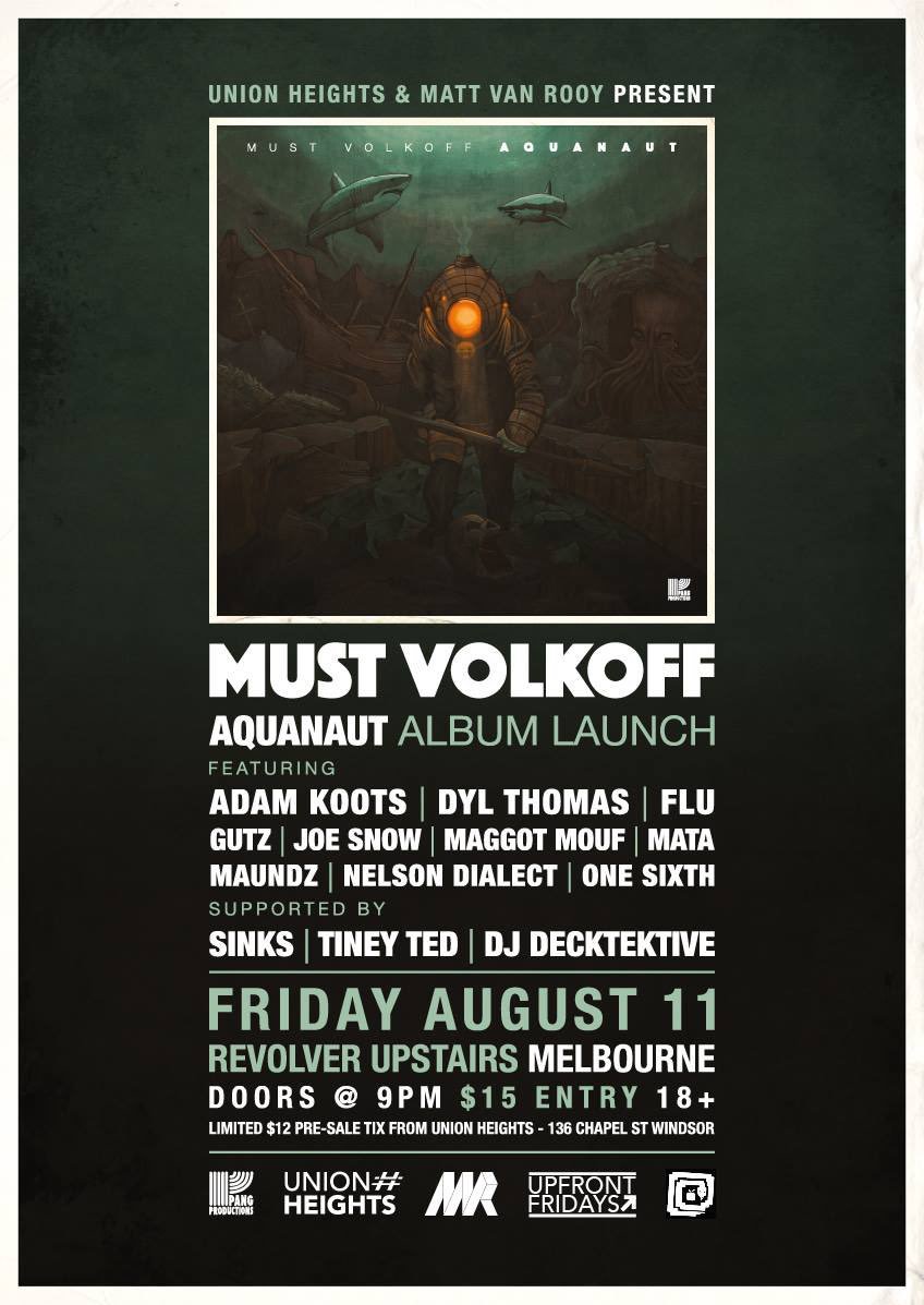 Upfront Fridays August edition Must Volkoff #aquanaut album launch. Limited early bird $12 tix on sale today instore