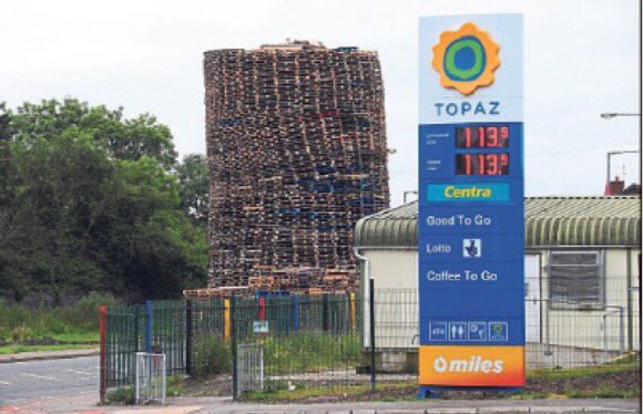 BarryMcColgan's tweet photo. I can't believe they built a petrol station beside a bonfire. https://t.co/mukDghJ9tx