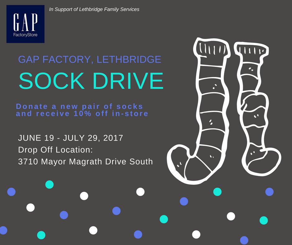 lfsfamily's tweet photo. PL RT >> All new pairs of socks will be donated to our Angel Tree for Kids and Newcomers program. Thank you @GapFactory  Lethbridge! https://t.co/d8Y9ETsEJS