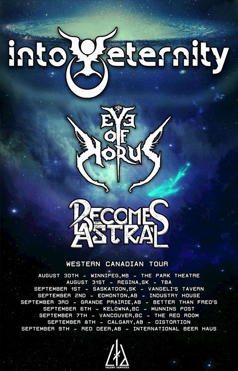 Just announced! Into Eternity w/ <a href="/eyeofhorusband/">Eye of Horus</a> and <a href="/becomesastral/">Becomes Astral</a> on Friday Sept 8th! facebook.com/intoeternitywe… #yyc #yyclivemusic #yycmetal