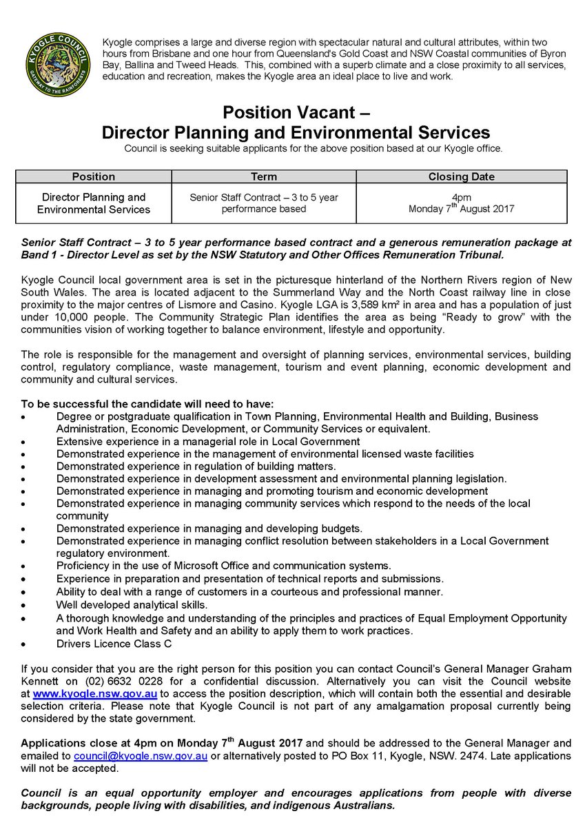 Council is recruiting for the senior staff position of Director Planning and Environmental Services #jobs #kyoglejobs