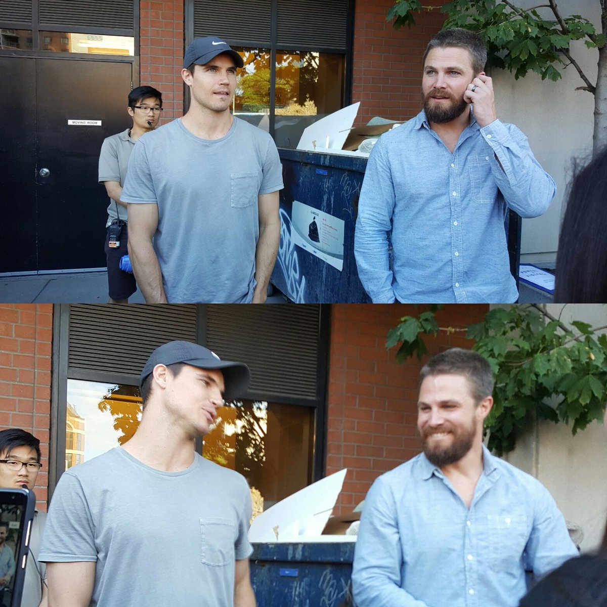 MarloBerliner's tweet image. After our day on the set of @Code8Movie, @RobbieAmell and @StephenAmell did a Q&amp;amp;A...by a dumpster, of course. #code8extras #oldhabits  😎